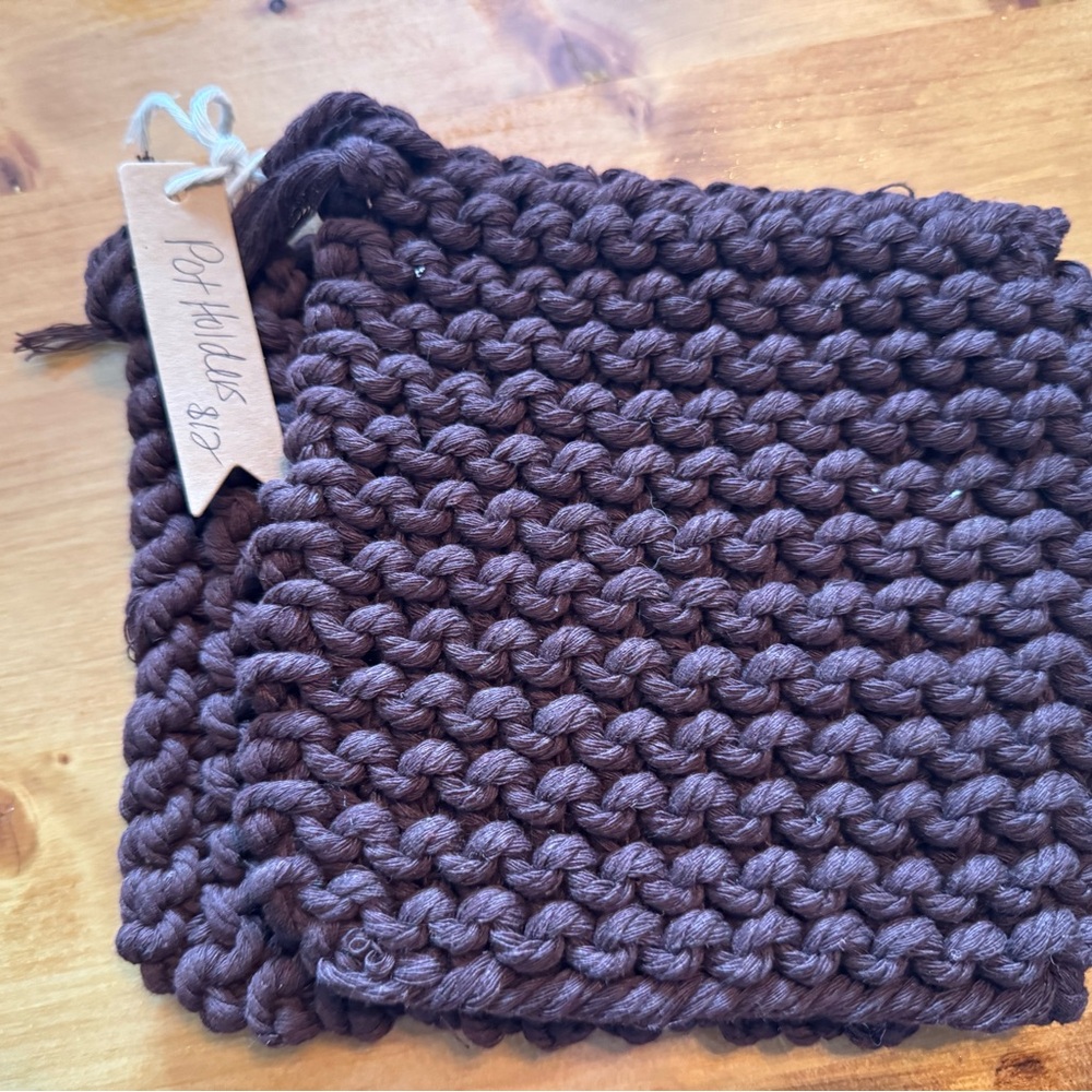 Handmade Brown Knit Pot Holders
